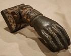 Antique Victorian Cast Iron Door Knocker Ring Hand Holding Ball