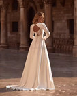 Sexy A-line Satin Wedding Dresses Side Split V-neck Bridal Gown Backless