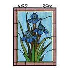 Stained Glass Window Panel Iris Floral Tiffany Style 18 W X 25 H  One This Price