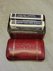 Vintage Leather Playing Card Embossed Box From Florence Italy With Old Cards 
