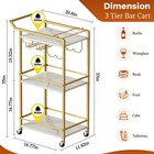 3 Tier Bar Cart Mini Liquor Utility Cart For Wine Beverage Dinner Party Rolling