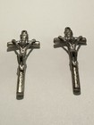 Lot Of Two Crucifix Religious Silver Tone Metal   2    Pendant Free Shipping