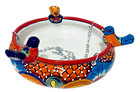 Talavera Birdbath Mexican Pottery Hanging Bird W chain Folk Art