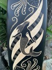 Mermaid And Hibiscus Decorative Surfboard Wall Plaque Mango Wood Coastal Decor