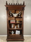 French Antique Gothic Revival Display Cabinet bookcase In Walnut Wood