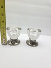 Vintage Frank M Whiting Sterling Silver   Glass Candle Holders Pair 3 