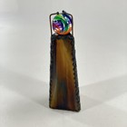 Vtg Stunning Orange Slag Glass Kaleidoscope Tower Signed By R  Bordone  1988