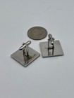 Vintage Swank Silver Tone Black Lion Head Cufflinks Mid Century