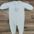 Vintage Feltman Bros Baby Boy White Embroidered  Christmas One Piece Sz Newborn 
