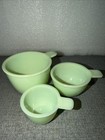 Jadite Green Measuring Cups 1930s Uranium Flat Tab Depression Glass Vintage