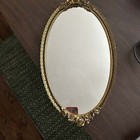 Vintage Vanity Mirror With Gold Roses And Laced Edge - Mcm