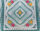  518 Vintage 1950 s  Plush Aqua Chenille Bedspread  Floral Loops  90  X 96  Usa