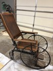 Antique Manual Wheelchair Wood Steel 4 Wheels Adjustable Footrests Adult- 1920s