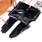 40cm-70cm Women s Real Patent Leather Shiny Black Zipper Evening Long Gloves