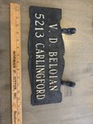 Antique Vintage Cast Metal  Mailbox House Address Plate Jd Beloian Carlingford 