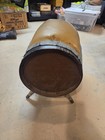 Vintage Wooden Vinyl Bourbon Whiskey Barrel Foot Stool Ottoman Rustic Beer Keg