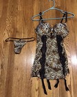 Nwt victoria s Secret 36 B  bombshell Garter Slip Merrywidow Gold Leopard Satin