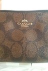 Coach Pouch Brown Canvas Solid Zip Around Signature Womens Japan Used