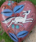 Heart White Coyote Ornament Clay Handmade Hand Painted Medrano Mexican Folk Art