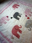 Pottery Barn Kids Elephant Crib Quilt 36x50 Organic Cotton Pink Gray Applique