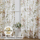 Crushed Sheer Curtains  84 Inches Long  2 Panels Set  Floral Printed Drapes