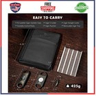 Kejiar Portable Leather Cigar Humidor Case Set With Cutters And Humidifier Black