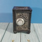 Antique Style Metal Safe Coin Bank W  Combination Dial Front Door 4  Art Inlay