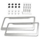 2pcs Chrome 304 Stainless Steel Metal License Plate Frame Tag Cover Screw Caps