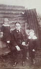 Cabinet Card Unusual  Background Photo C 1900s Father   Children