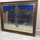 Vintage 70s Busch Beer Framed Bar Mirror Sign 24x20 5    Anheuser - Busch Vgc