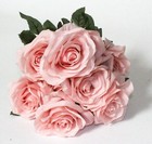 Blush Rose Bouquet Artificial Silk Flower 9 Heads Bush Home Diy Wedding