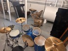 Complete Ludwig Drum Set     Blue Sparkle     Double Pedal     Ready To Play