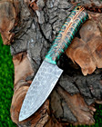 Custom Made Forged Damascus Steel Tactical Hunting Knife Pinecone Resin 2944
