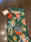 New With Tags Wool Needlepoint Christmas Stocking 11x18  Angels   Ornaments Gren