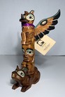 Vintage Ray Moore Alaska Black Diamond Carved   Painted Wood Totem Pole Signed