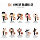 10pcs Makeup Brushes Set Eyeshadow Lip Powder Concealer Blusher Cosmetics Tool