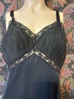 Vintage Black Accordion Pleat Lacy Nylon Empire Shadow Panel Slip Nighty  40