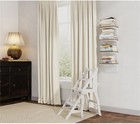Antique Folding Library Ladder Chair 2-in-1 Convertible Step Stool Seat Storage