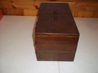 Vintage Antique Wood Accordion Fold Out Sewing Box Basket