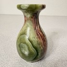 Vtg Onyx Marbled Bud Vase Heavy Earth Tones Polished Natural Banded Solid Stone