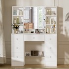 Vanity Set W mirror And Led Lights Makeup Table Set With 7 Drawer Dressing Table