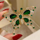 2pcs Elegant Vintage Green Butterfly Brooch Pin - Rhinestone Accessory For Women