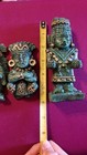 Vintage Lot Of 4 Aztec Mayan Mexico Carved Green Crushed Stone Statue Malachite