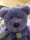 Ty Beanie Buddy Buddies Employee Purple Bear  Rare Retired 14 Inches Stuffed Toy