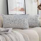 Luxury Series Glitzy Sequin Lumbar Pillow Cover 12  X 20  Silver White 1 Pack