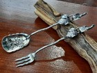 Sterling Silver Gorham Olive Form Olive Set Pierced Spoon 597 And Fork 596
