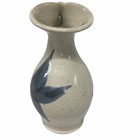 Glazed Pottery Ceramic Art Vase Signed Cream Small 5  Tall  Vintage Pinched Lip