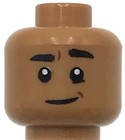 Lego New Medium Flesh Minifigure Head Dual Sided Black Eyebrows Smile Guy Man