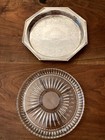 Vintage Silver Plated Serving Tray With Divided Clear Glass Dish Insert Platter