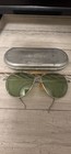 Vintage B l Bausch   Lomb Green Aviator Sunglasses W aluminum Case See Desc